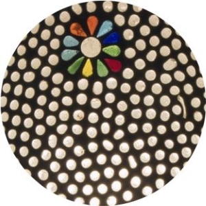 Lampe de table en verre mosaïque Black Daisy h. 21 cm.