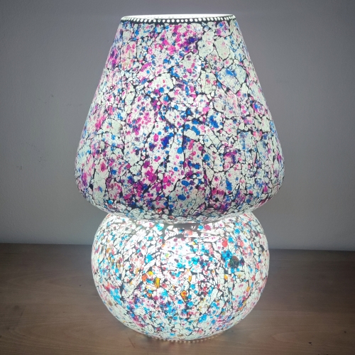 Lampe de table en verre mosaïque Lavander Garden h. 17 cm.