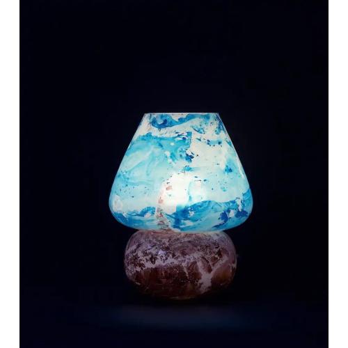 Lampe de table en verre peint Neptune h. 25 cm.