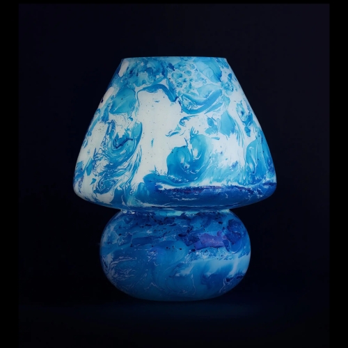 Lampe de table en verre peint Ocean h. 32 cm.
