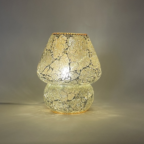 Lampada da tavolo in vetro mosaicata Glacial Gold h. 64 cm.