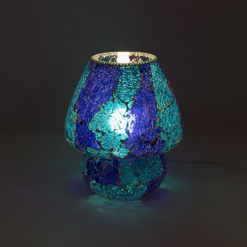 Lampada da tavolo in vetro mosaicata Blue Bay h. 64 cm.