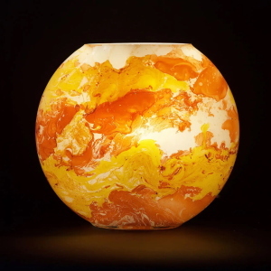 Lampada da tavolo in vetro dipinta Mars h. 32 cm.