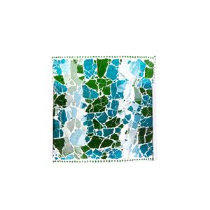 Applique in vetro mosaicata craquelè blu e verde lavorata a mano
