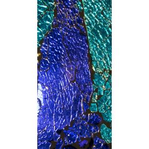 Applique in vetro mosaicata craquelè azzurra e blu lavorato a mano